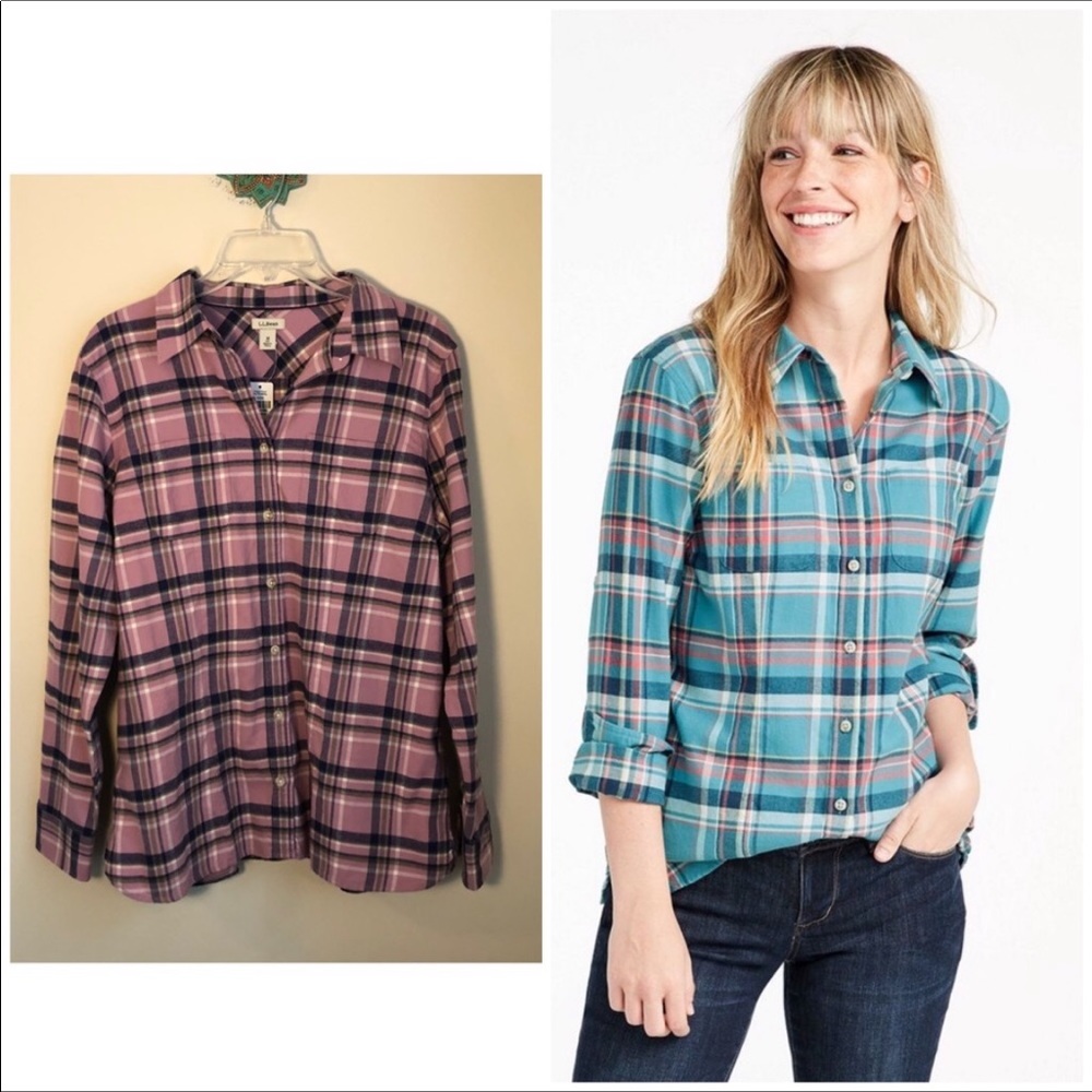 LL Bean Freeport flannel top shirt purple medium
